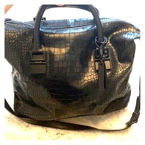 Vince Camuto Black Croc Satchel